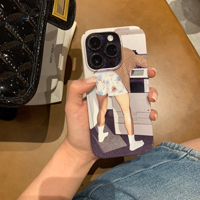Holding an iPhone case. Original design iPhone case with funny illustration. Half-covered, super slim & lightweight phone case. Hard polycarbonate material.