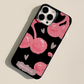 iPhone case. Pink Cherry with black iPhone cases. Soft TPU material. Back far view