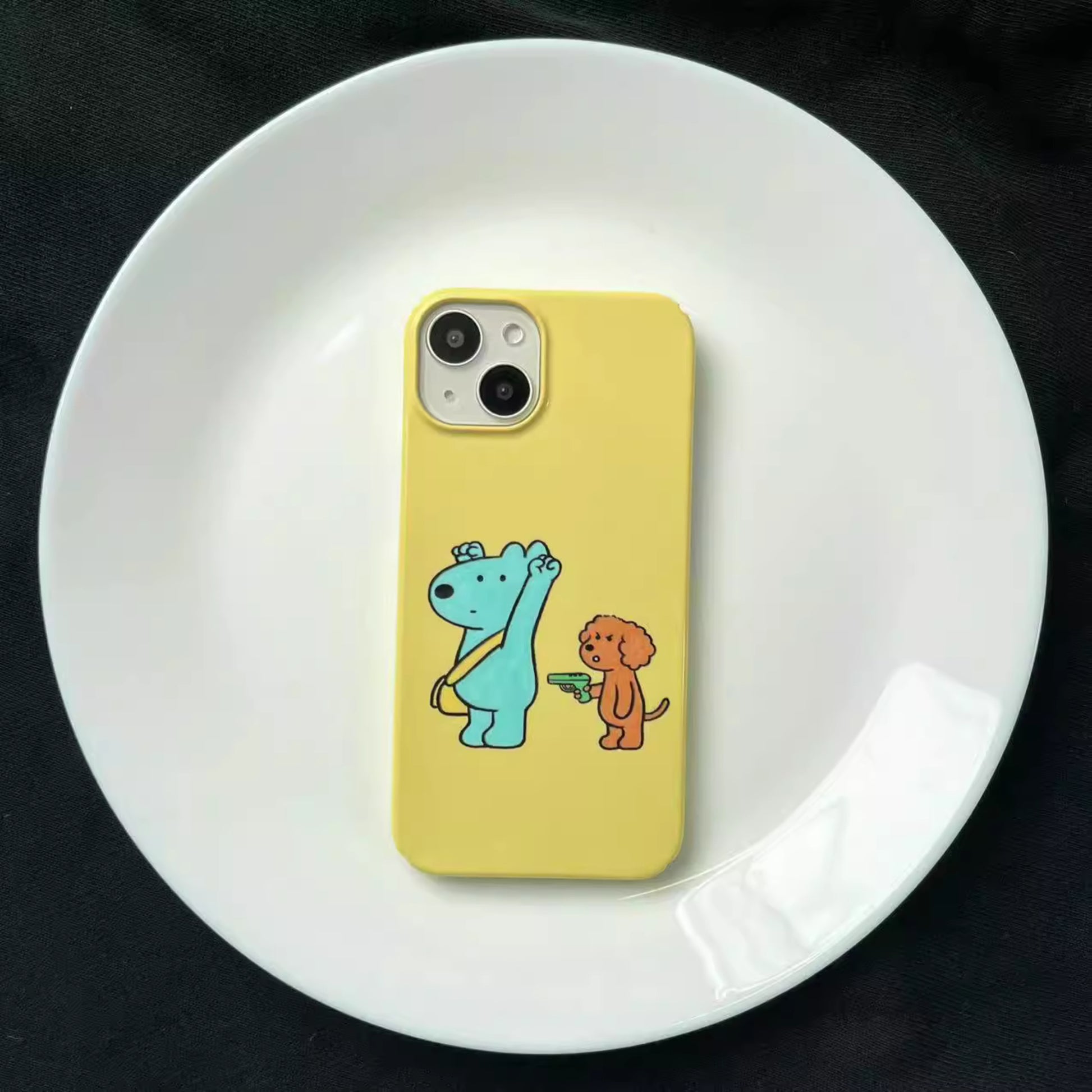 iphone case, yellow phone cases, cute cartoon phone cases, front view