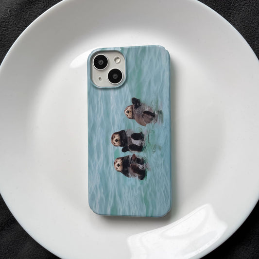 iphone cases, iphone case with cute otter design, animal lover, cute phone case, iphone 14 pro max, front view